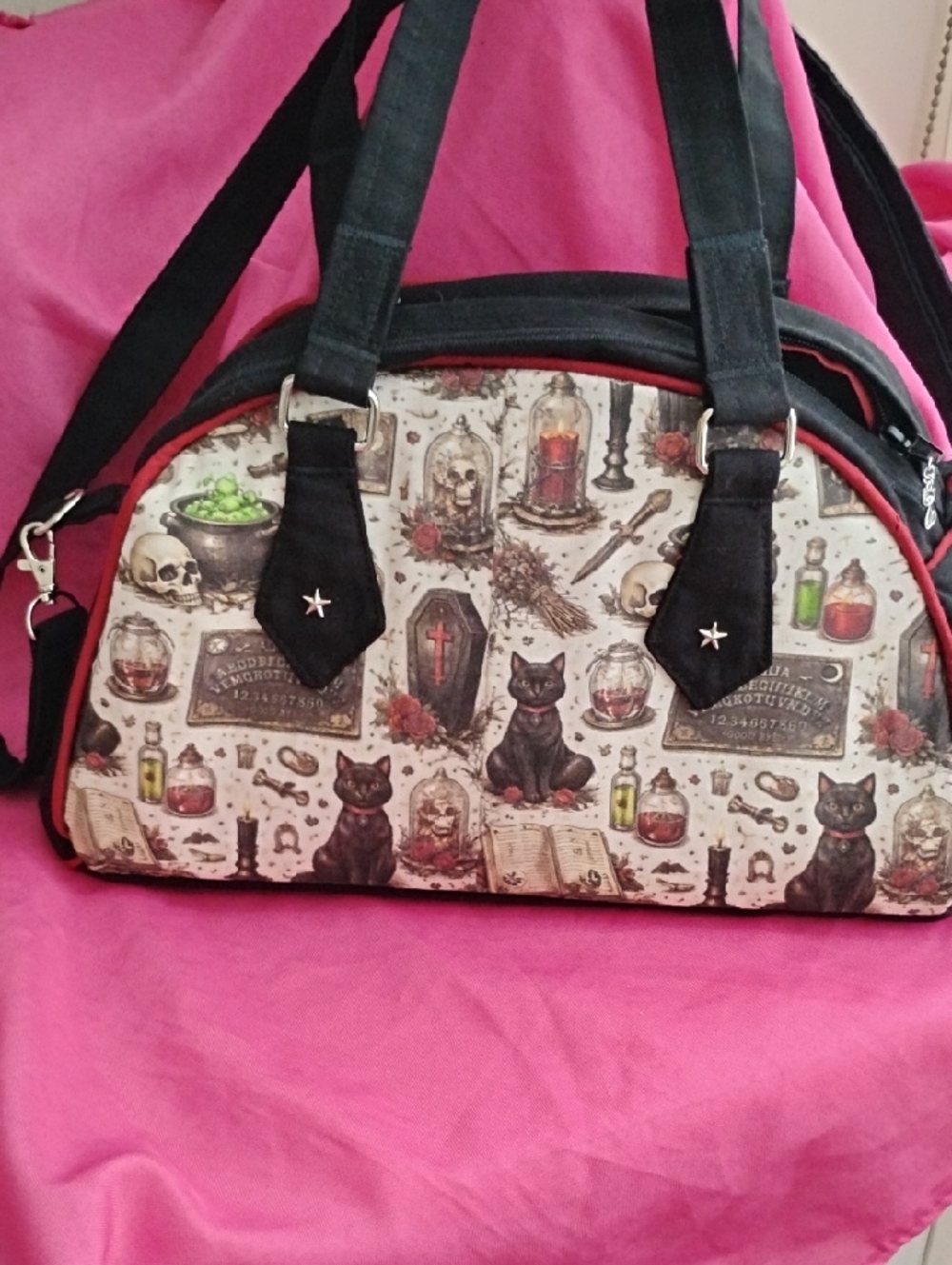 Gothic Celestial Spell Print Dome  Canvas Bowling BagWith A Crossbody Strap